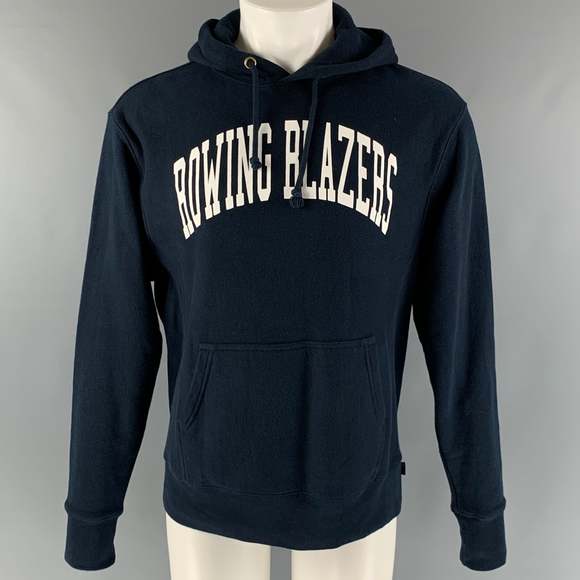 ROWING BLAZERS Other - ROWING BLAZERS Navy White Logo Cotton Hooded Sweatshirt